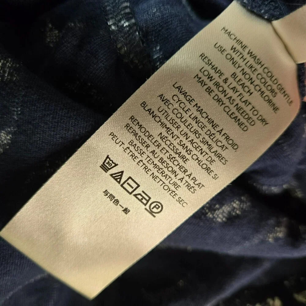 Maeve Anthropologie Lisanne Textured Navy Ivory Tunic Dress Sz S Frayed Circles - Picture 9 of 15